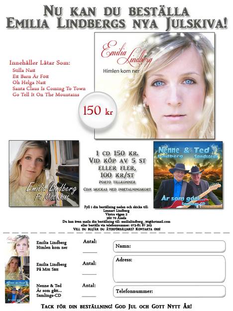Best�ll CD av Nenne & Ted och Emilia Linderg. Klicka h�r f�r att skriva ut best�llningen.